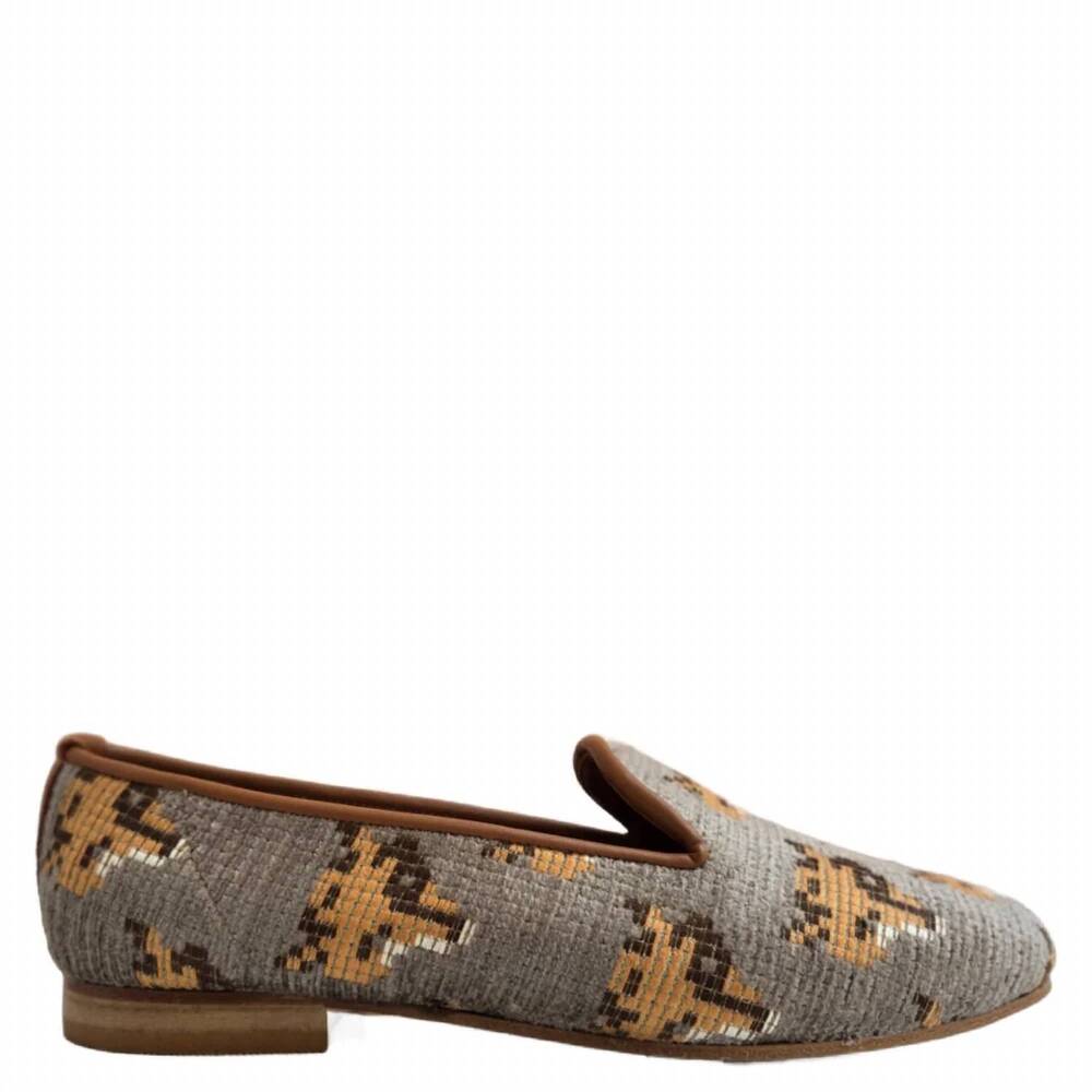 NEW RAMON TENZA women's fox loafers in taupe